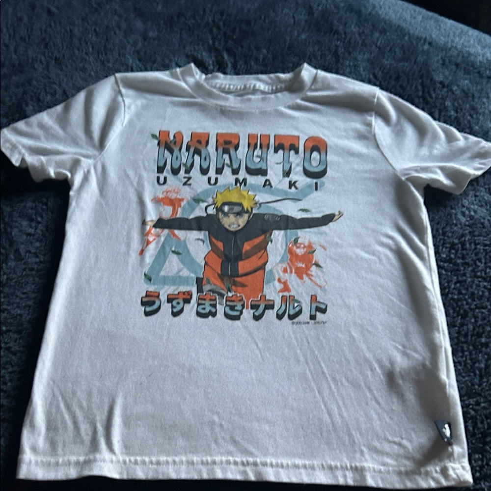 Abercrombie kids Naruto Uzumaki Graphic Tee White with Orange & Yellow size 7/8